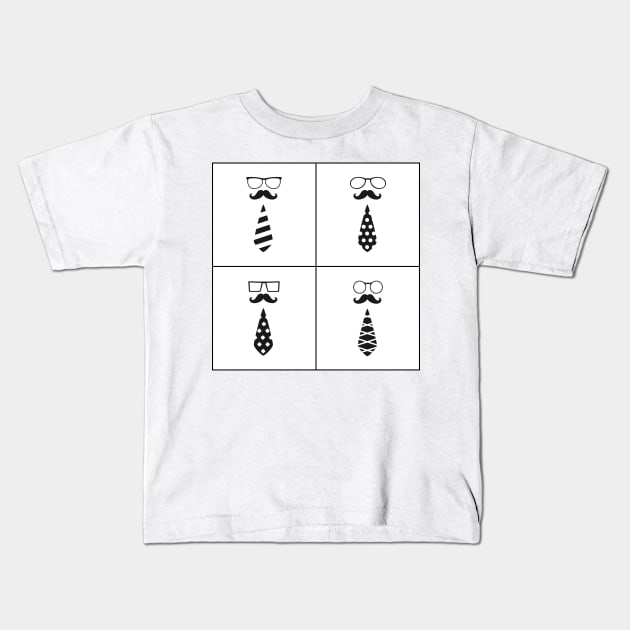 Clerk with mustaches and eyeglasses caricature Kids T-Shirt by SooperYela